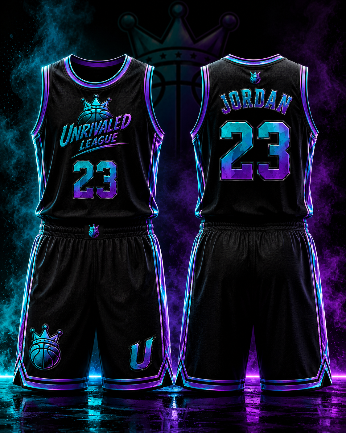 Black Unrivaled League basketball uniform mockup
